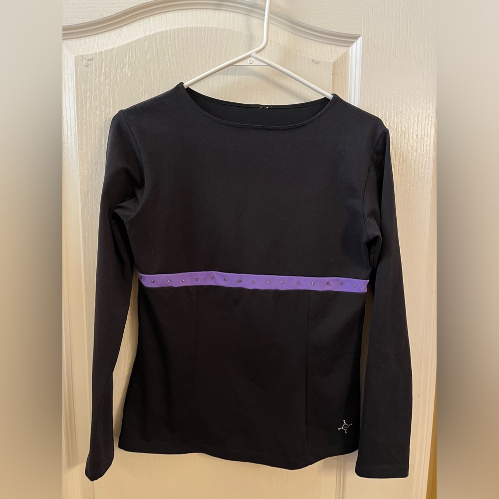 Black Long-Sleeve Sweatshirt with Purple Accent